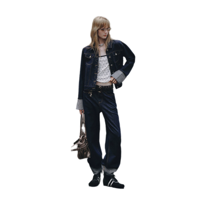 Studded Cropped Denim Set