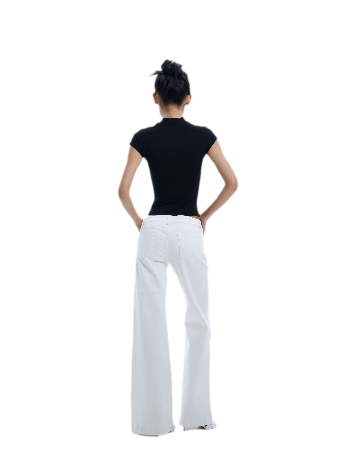 Low-Rise Straight-Leg White Jeans