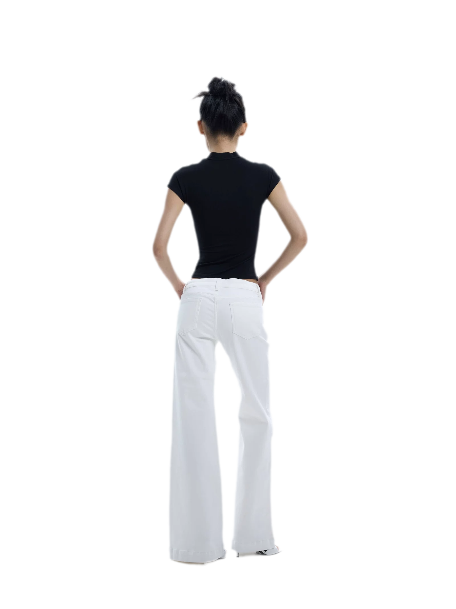 Low-Rise Straight-Leg White Jeans