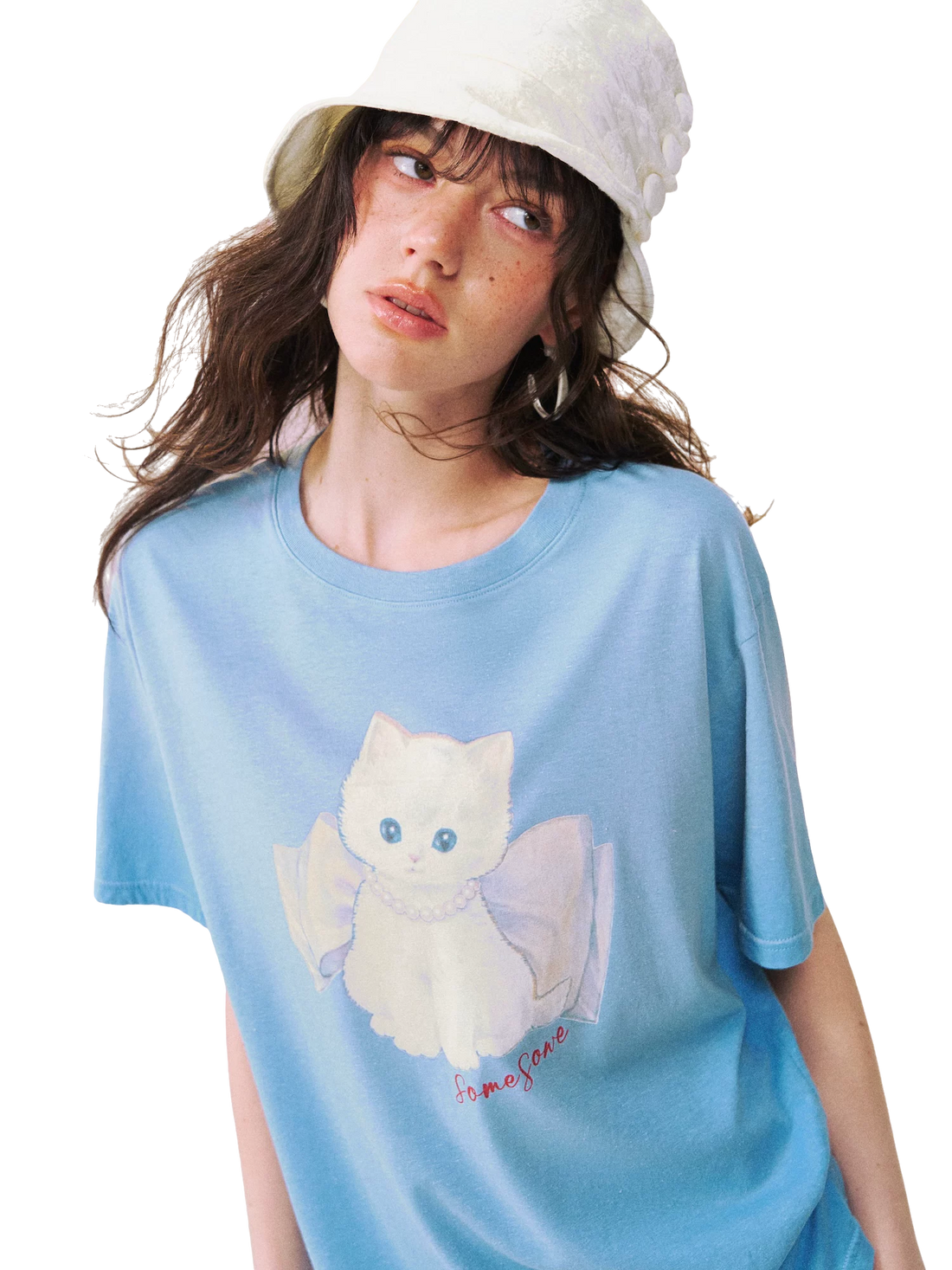 Bow Knot Kitten Short Sleeve T-shirt
