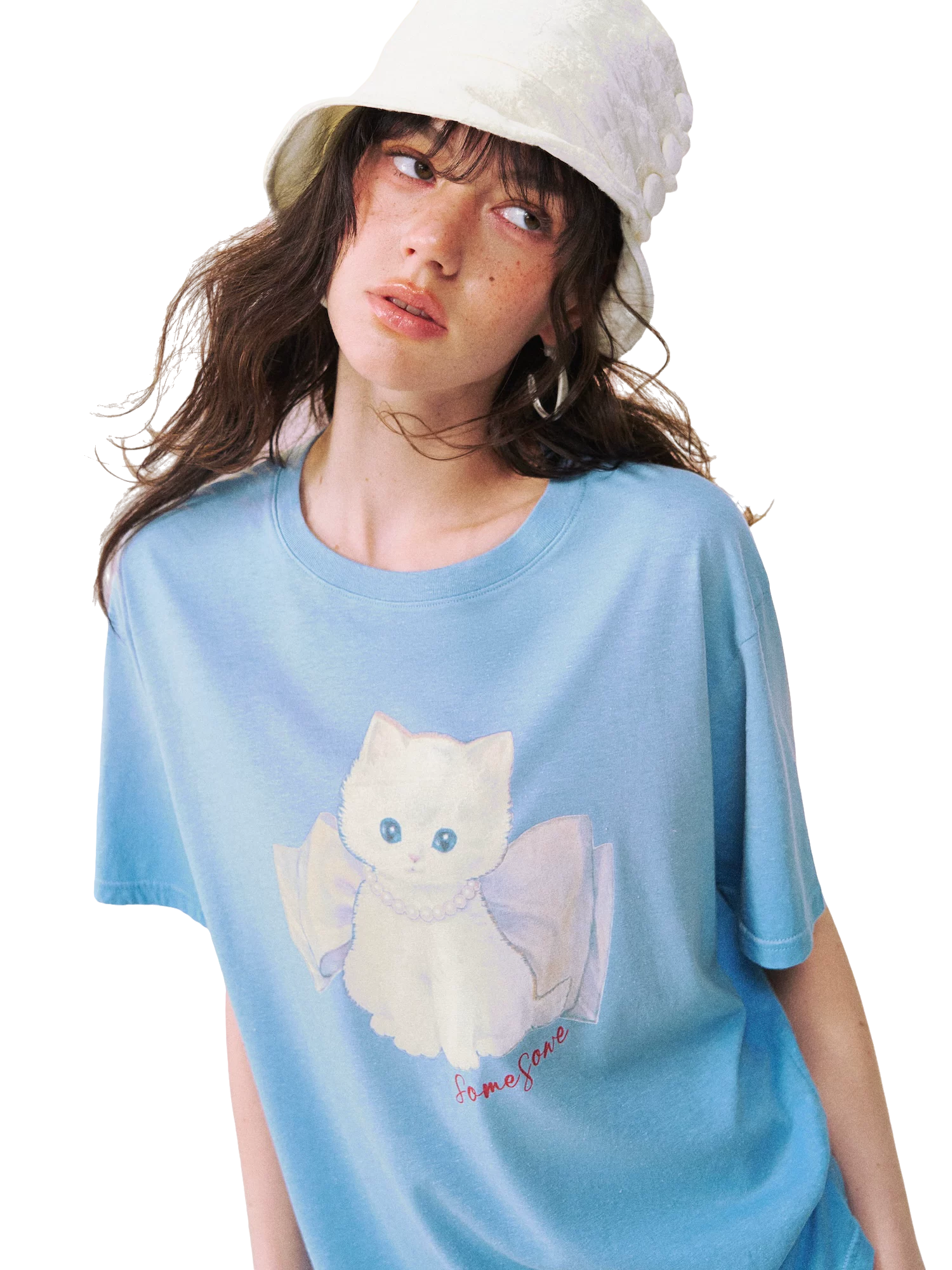 Bow Knot Kitten Short Sleeve T-shirt