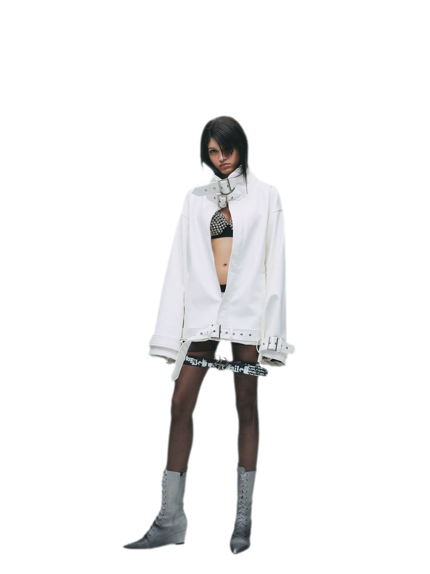 Synthetic Leather Stand-Collar Jacket