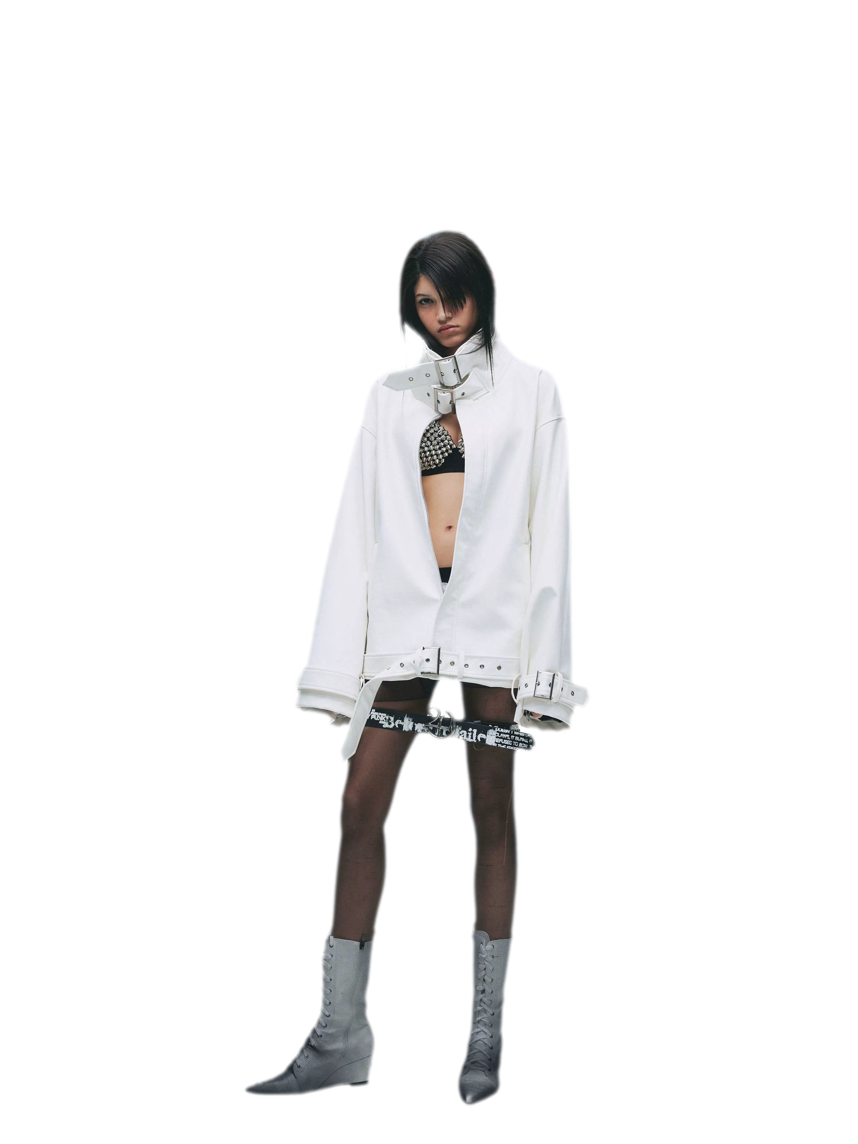 Synthetic Leather Stand-Collar Jacket