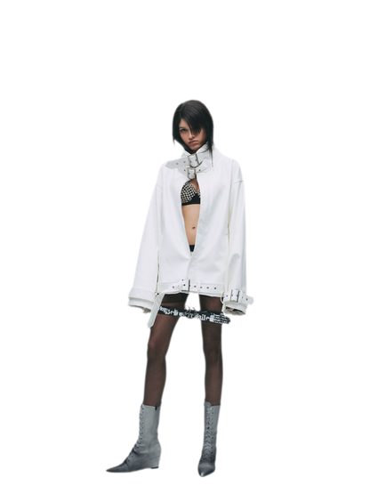 Synthetic Leather Stand-Collar Jacket