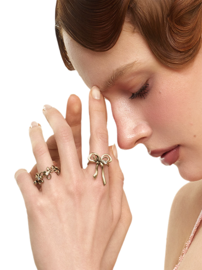 Vintage Bowknot Ring with Rhinestones