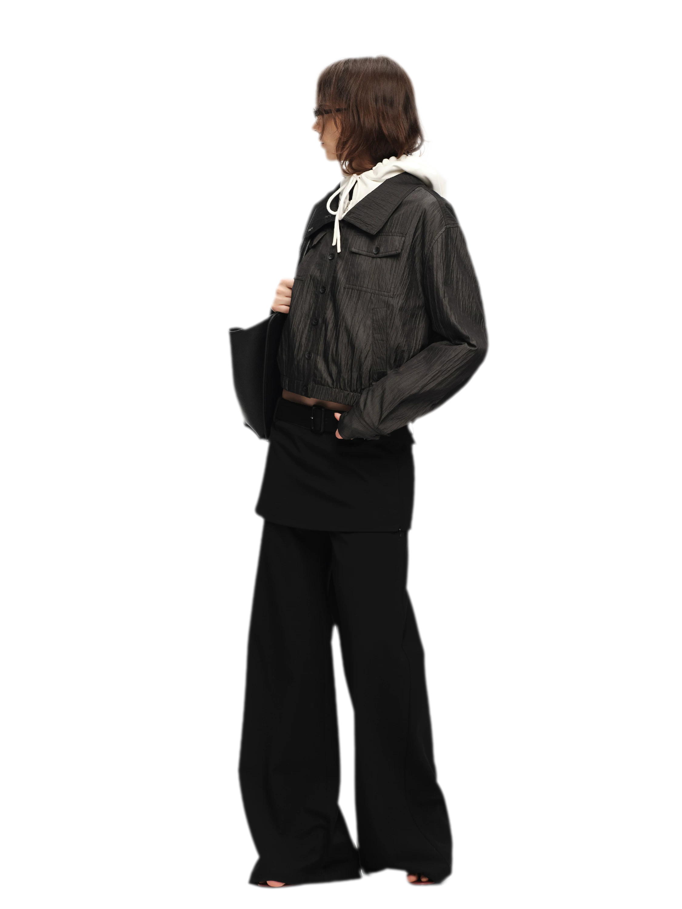 Lightweight High-Collar Cropped Jacket