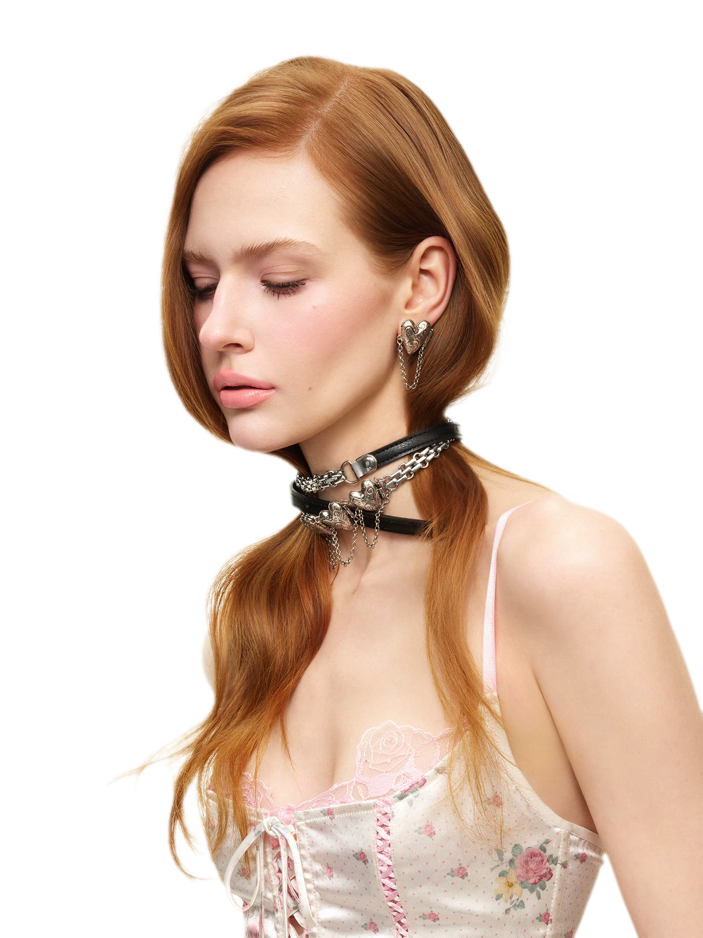 Punk Retro Heart Layered Strap Choker Waist Chain