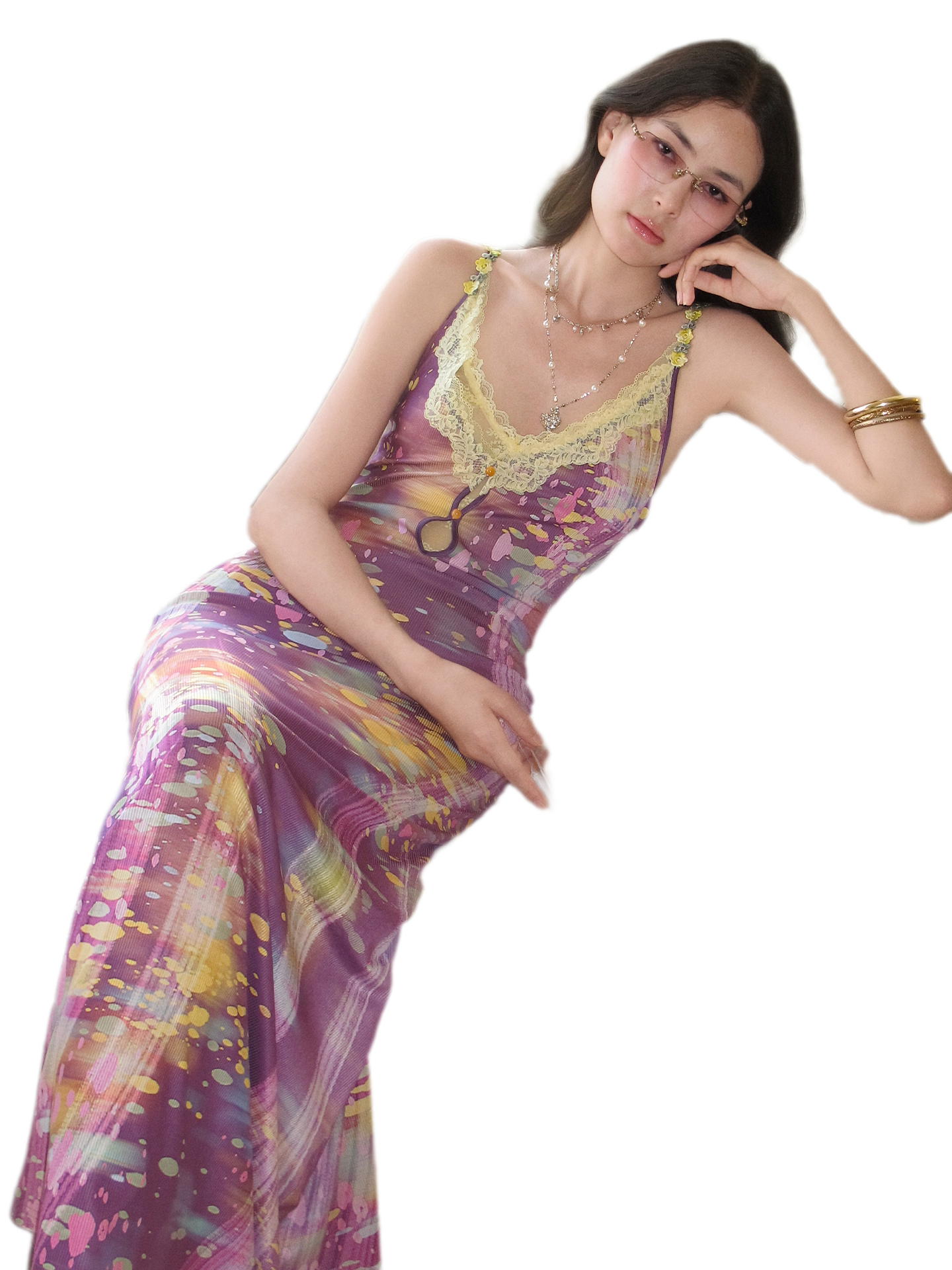 Lace Panel Fishtail Dress