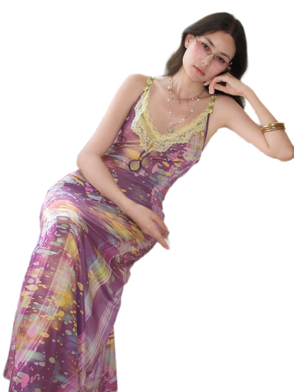 Lace Panel Fishtail Dress
