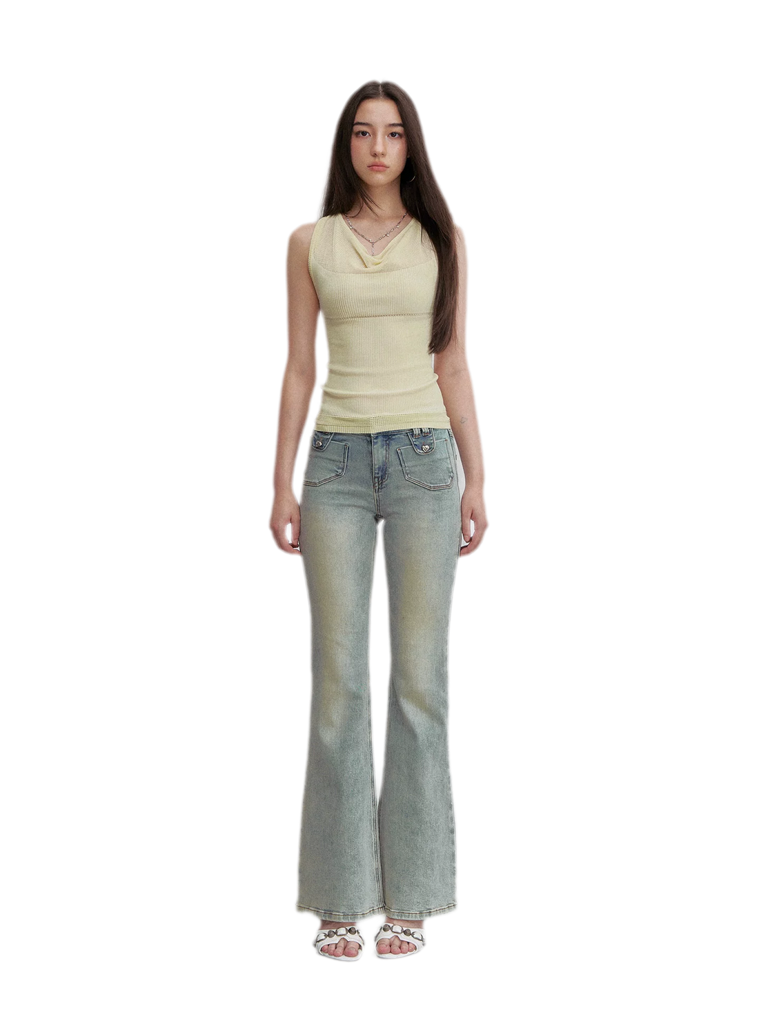 Vintage Wash Micro-Flare Jeans