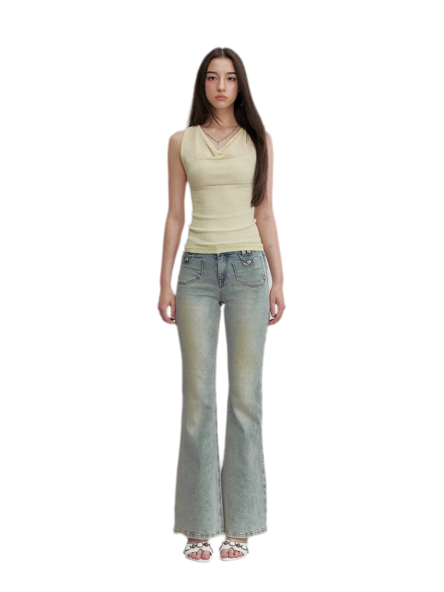 Vintage Wash Micro-Flare Jeans