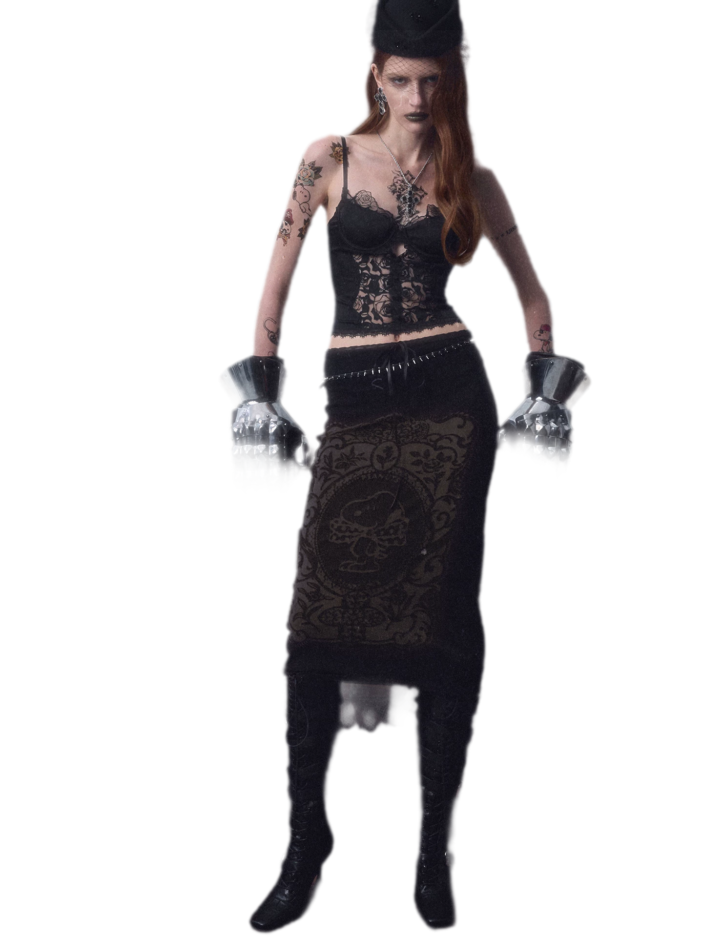 Lace Panel Satin Corset Top