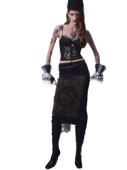 Lace Panel Satin Corset Top