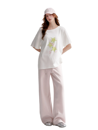 Asymmetrical Starfruit Print T-shirt