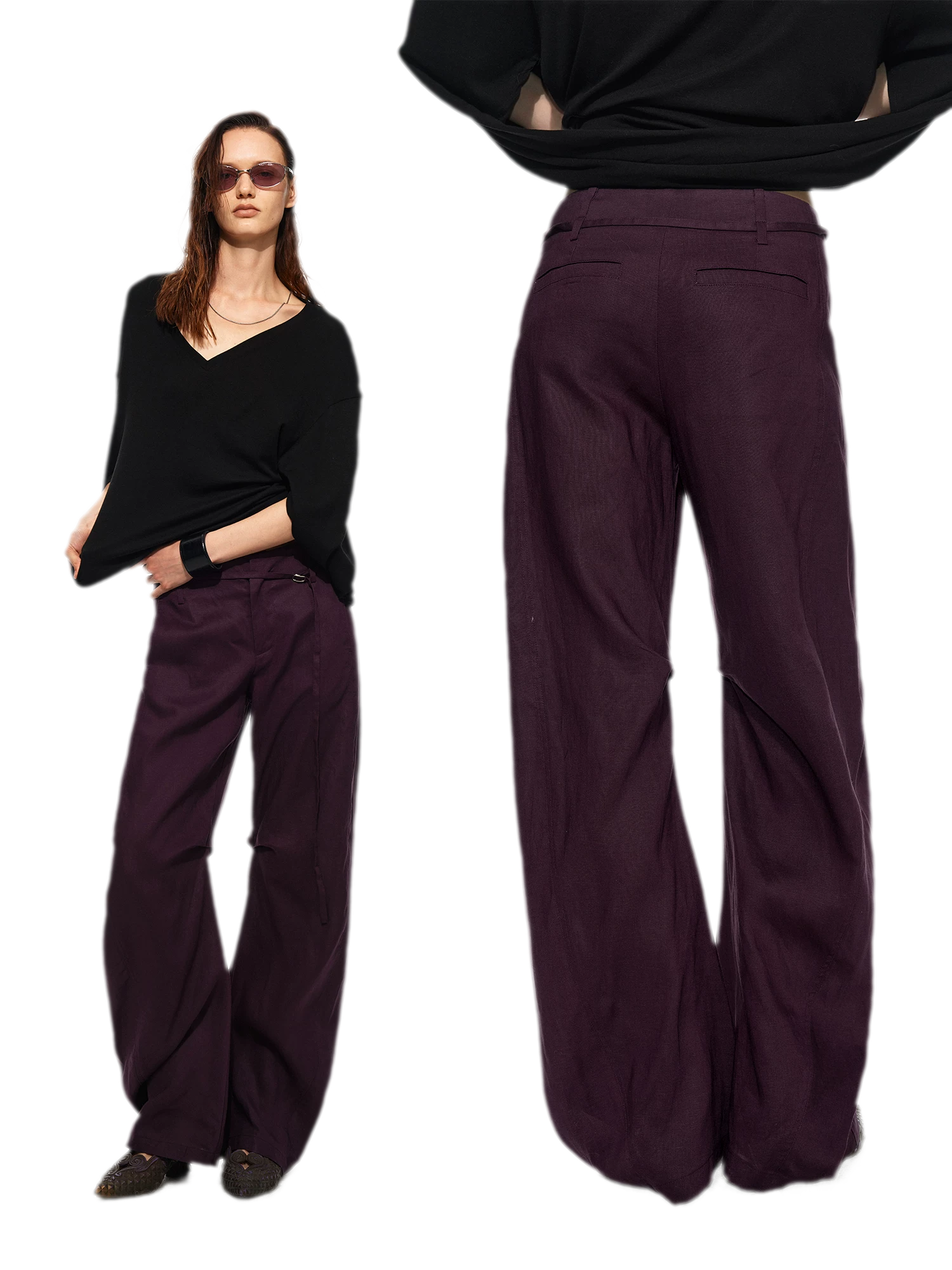 Linen Curved Wide Pants