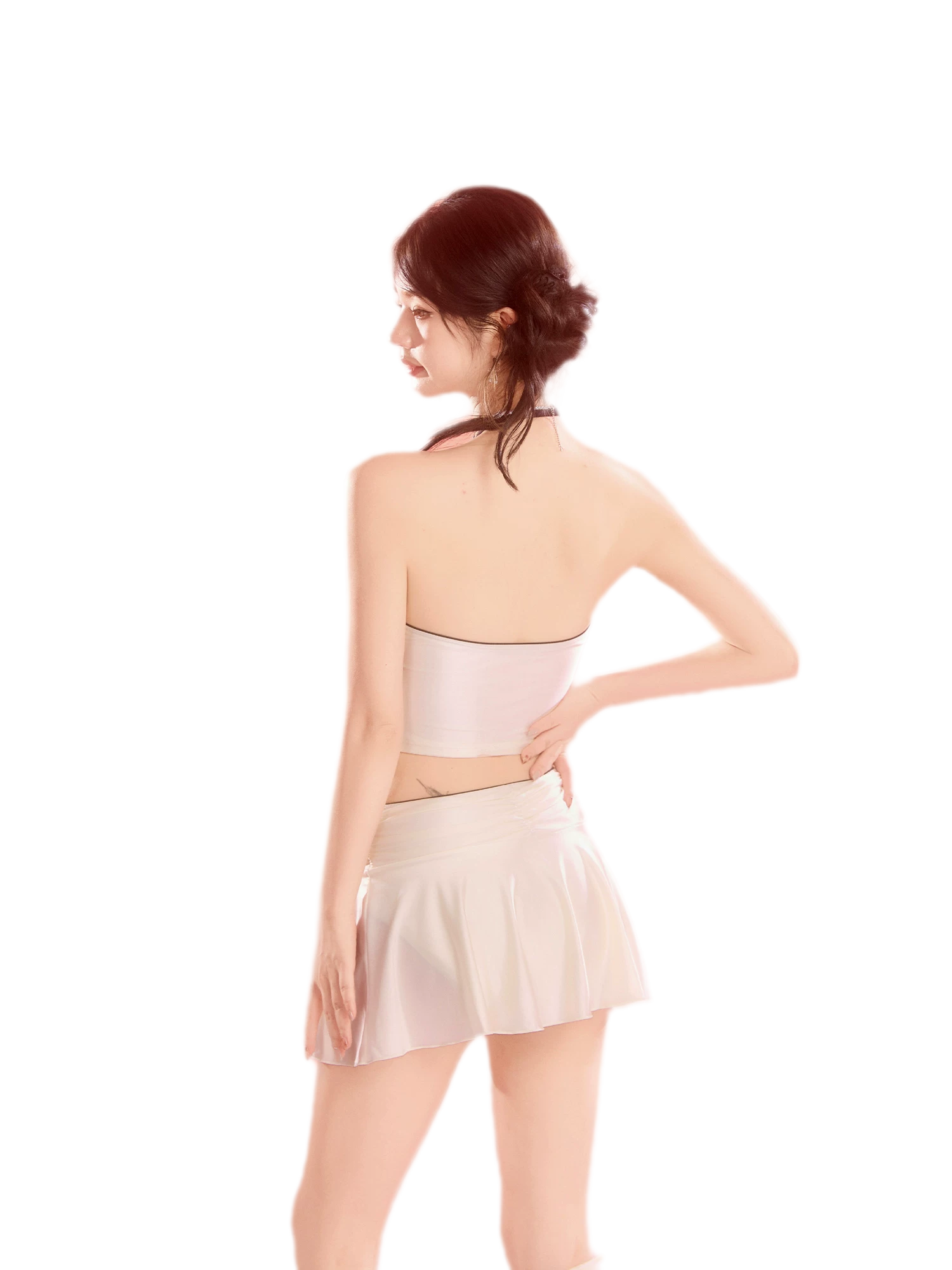 Pearl White Three-Piece Swimsuit