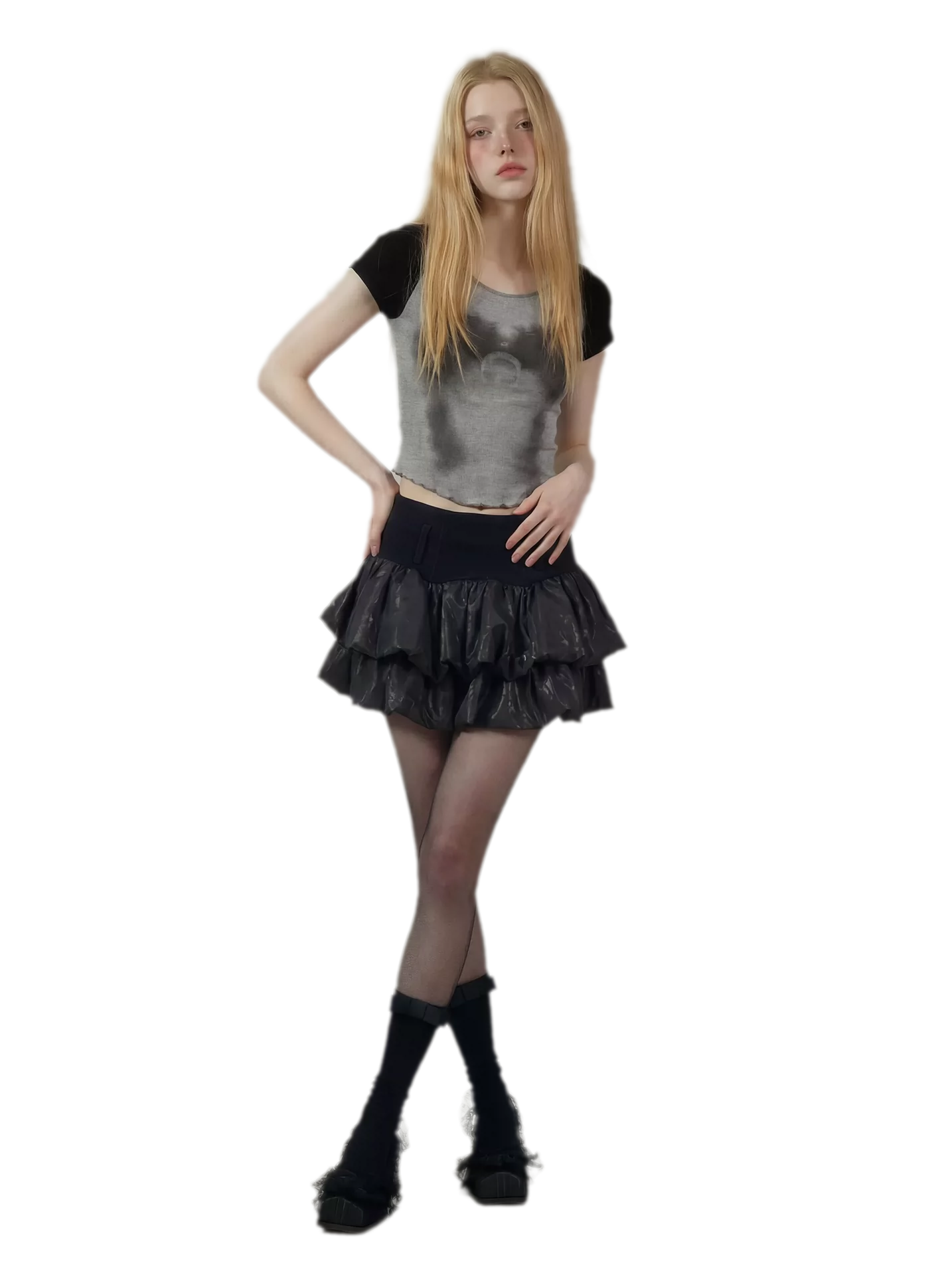 Layered Ruffle Gothic Mini Skirt