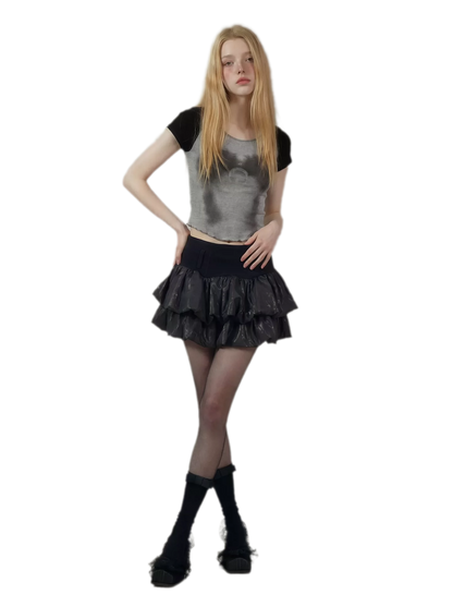 Layered Ruffle Gothic Mini Skirt