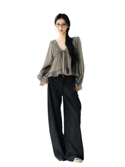 Ruffled Tencel Chiffon Blouse