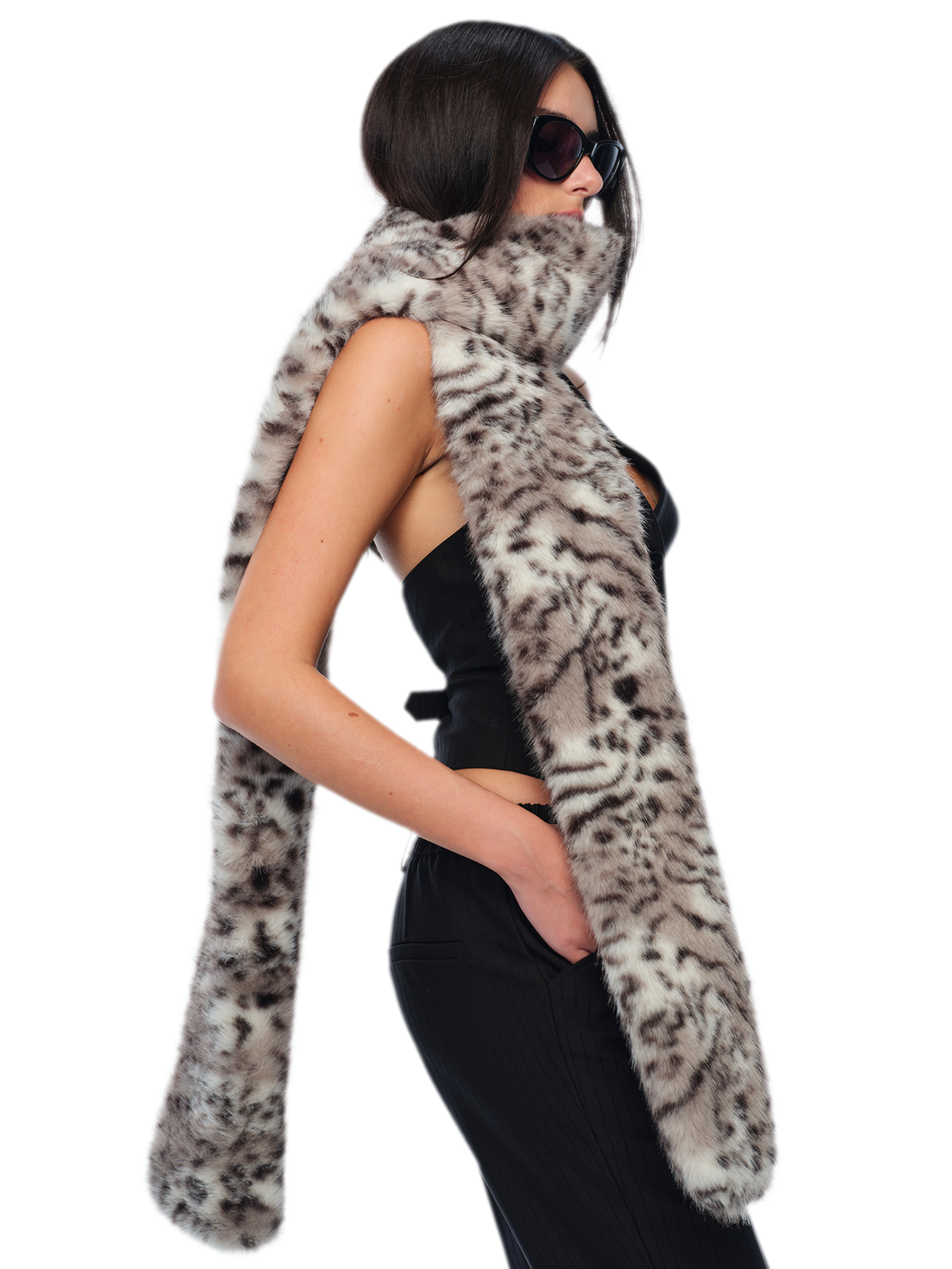 Bufanda de piel sintética con estampado de leopardo — Cargar imagen 3 en vista de galería