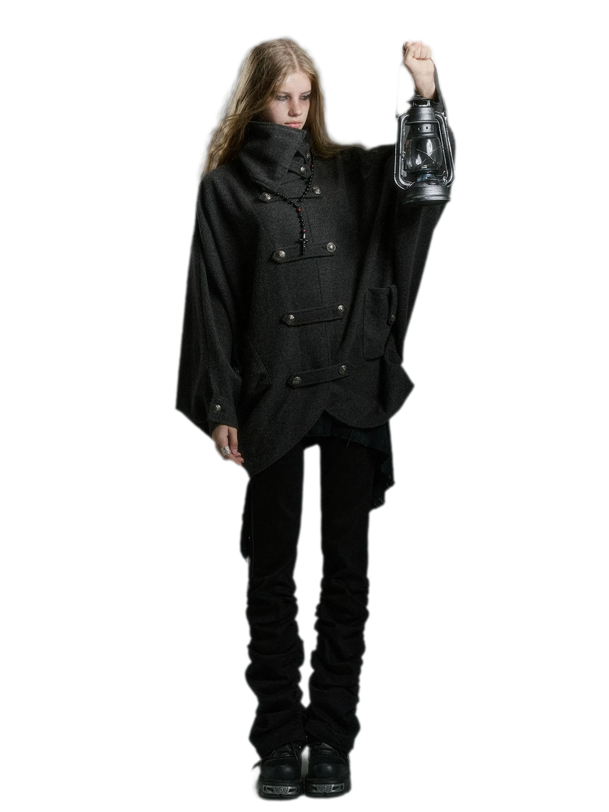 Double-Sided Batwing Wool Coat — Load image 3 in gallery view