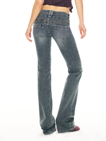 Vintage Washed Blue Denim Pants