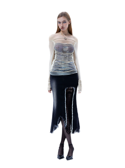 Sheer Cutout Off-Shoulder Top