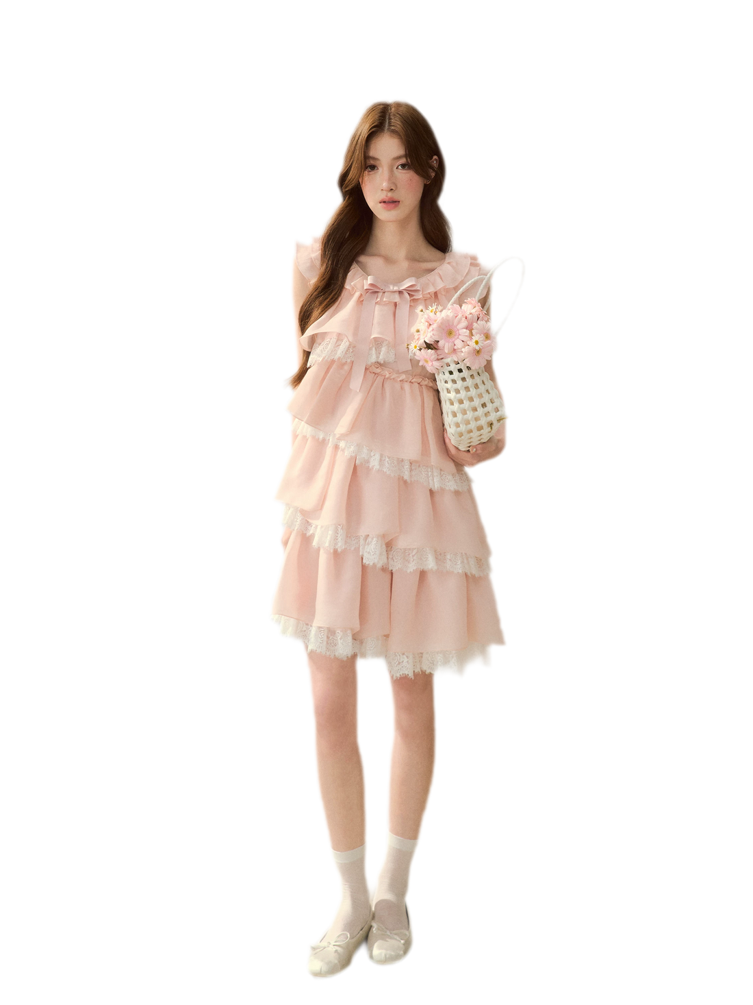 Ruffle Bow Lace Dress