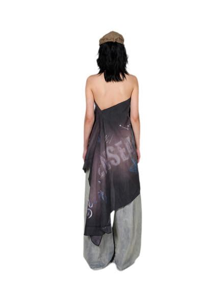 Graffiti Print Silk Scarf