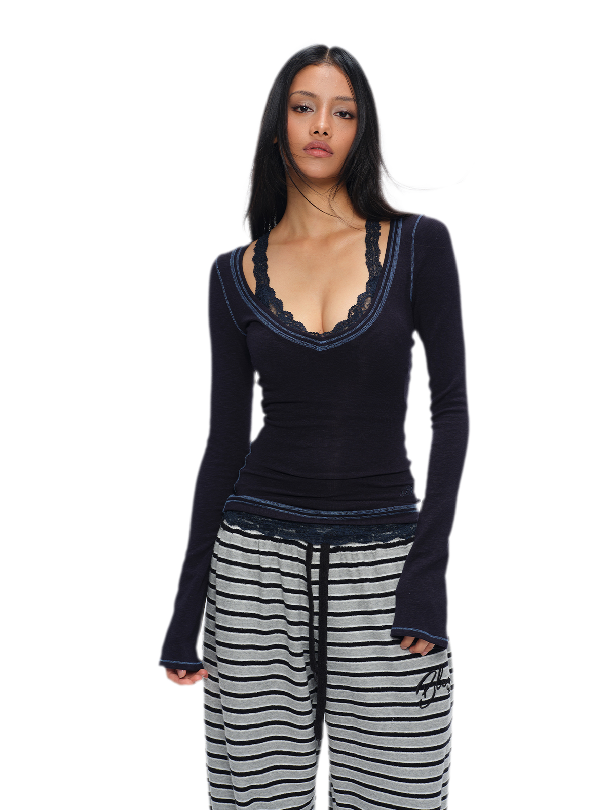 Lace Panel Layered Top