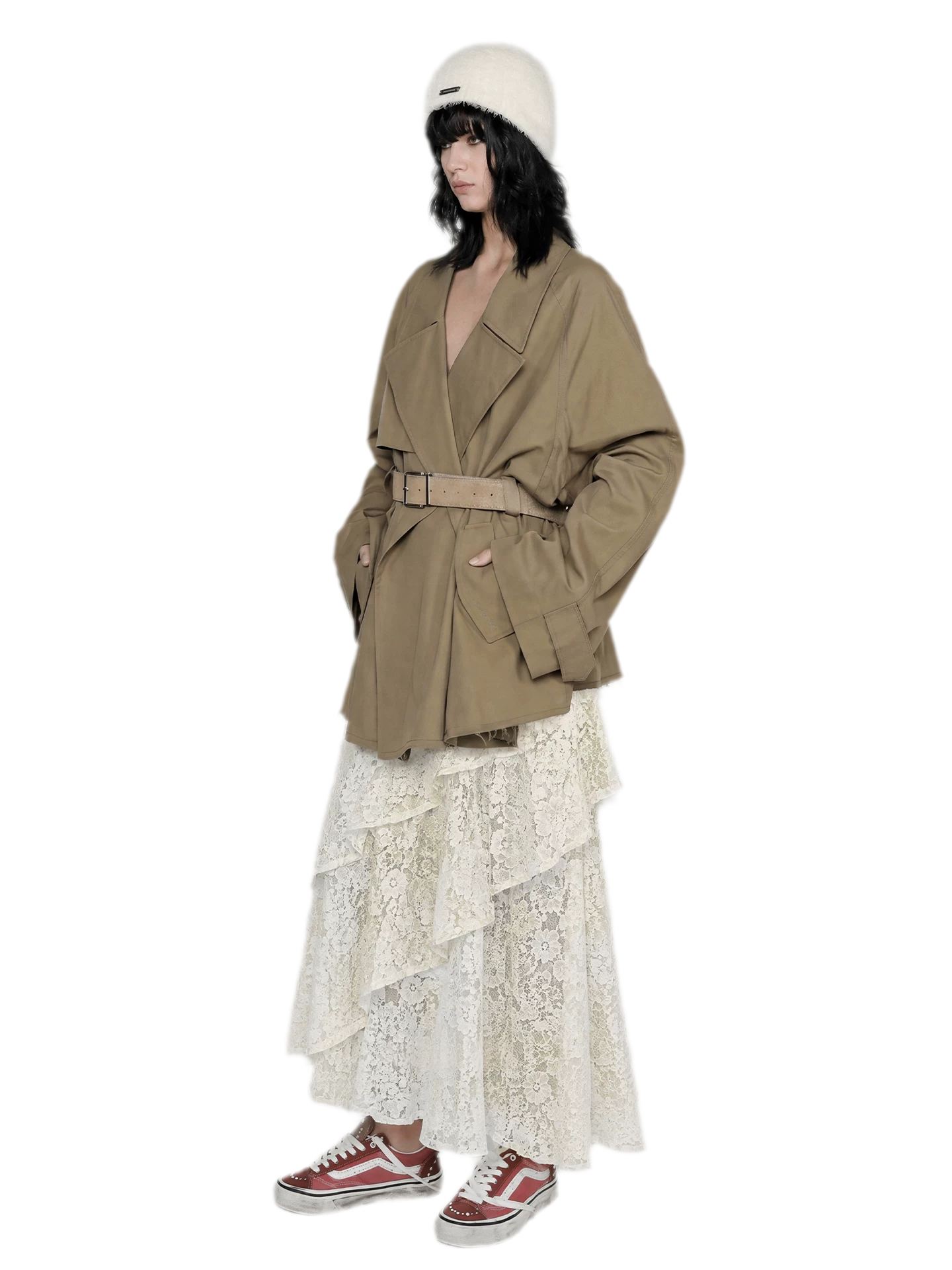Spray-Dyed Lace Asymmetric Skirt