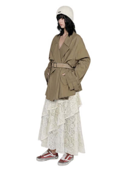 Spray-Dyed Lace Asymmetric Skirt