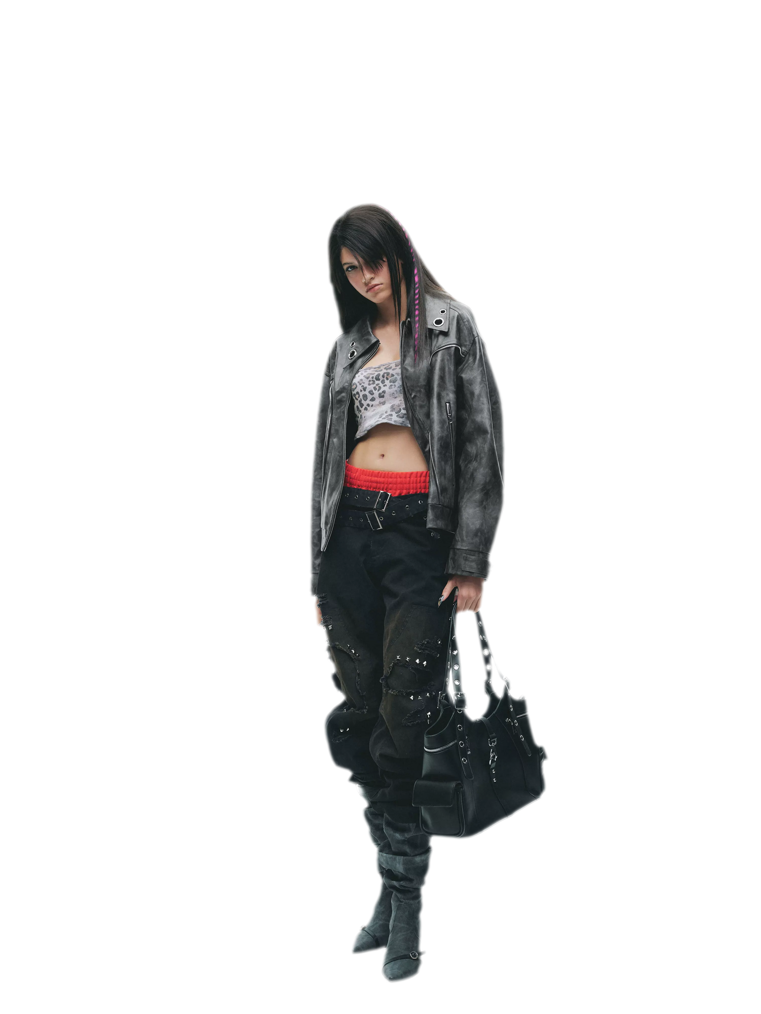 Textured Deconstructed PU Jacket