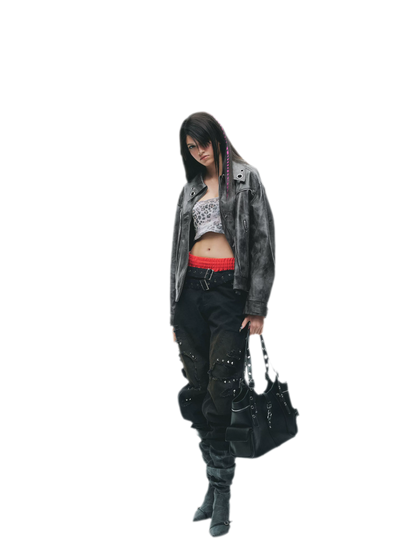 Textured Deconstructed PU Jacket