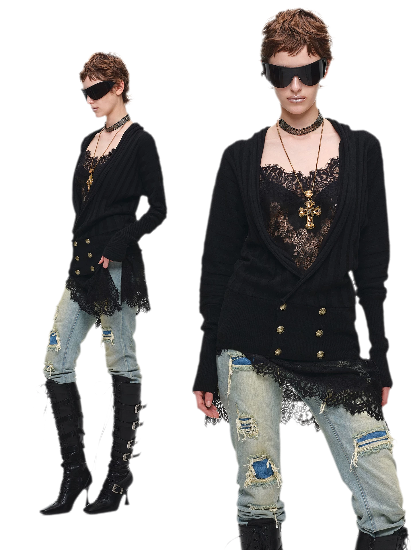 Washed Appliqué Straight-Leg Jeans