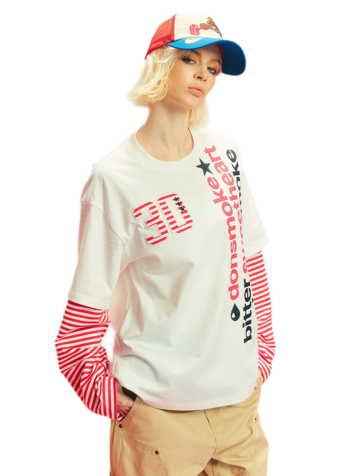 Sorona Oversized Contrast-Sleeve T-Shirt
