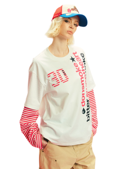 Sorona Oversized Contrast-Sleeve T-Shirt