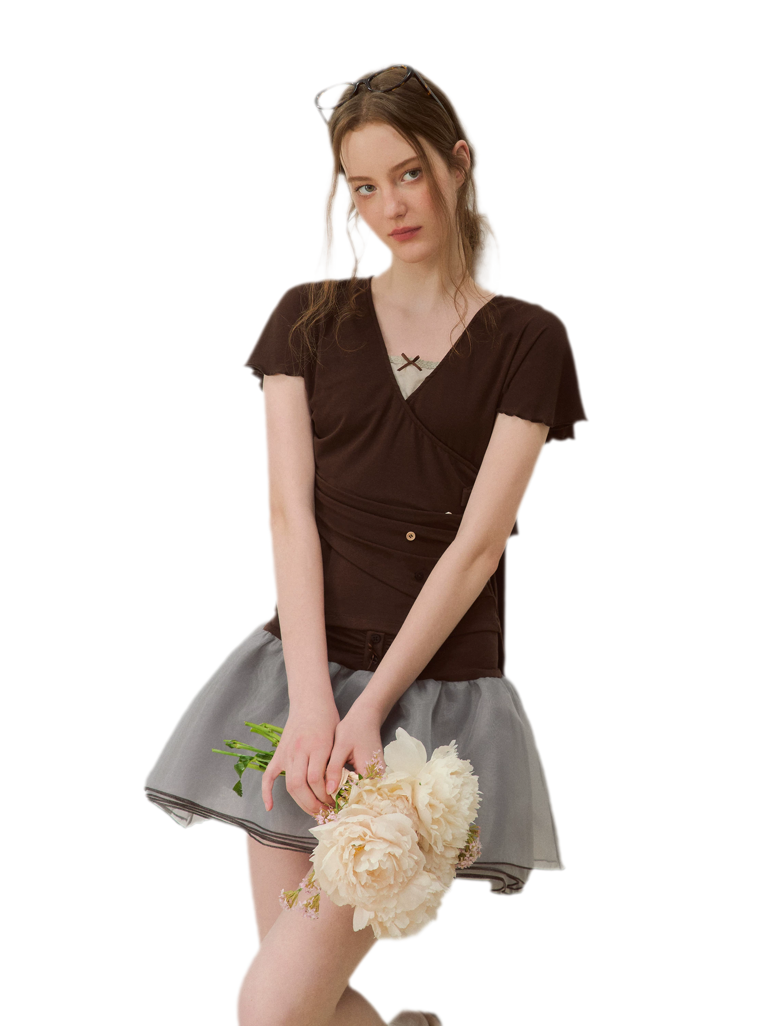 Ruffle Sleeve Two-Piece Tee