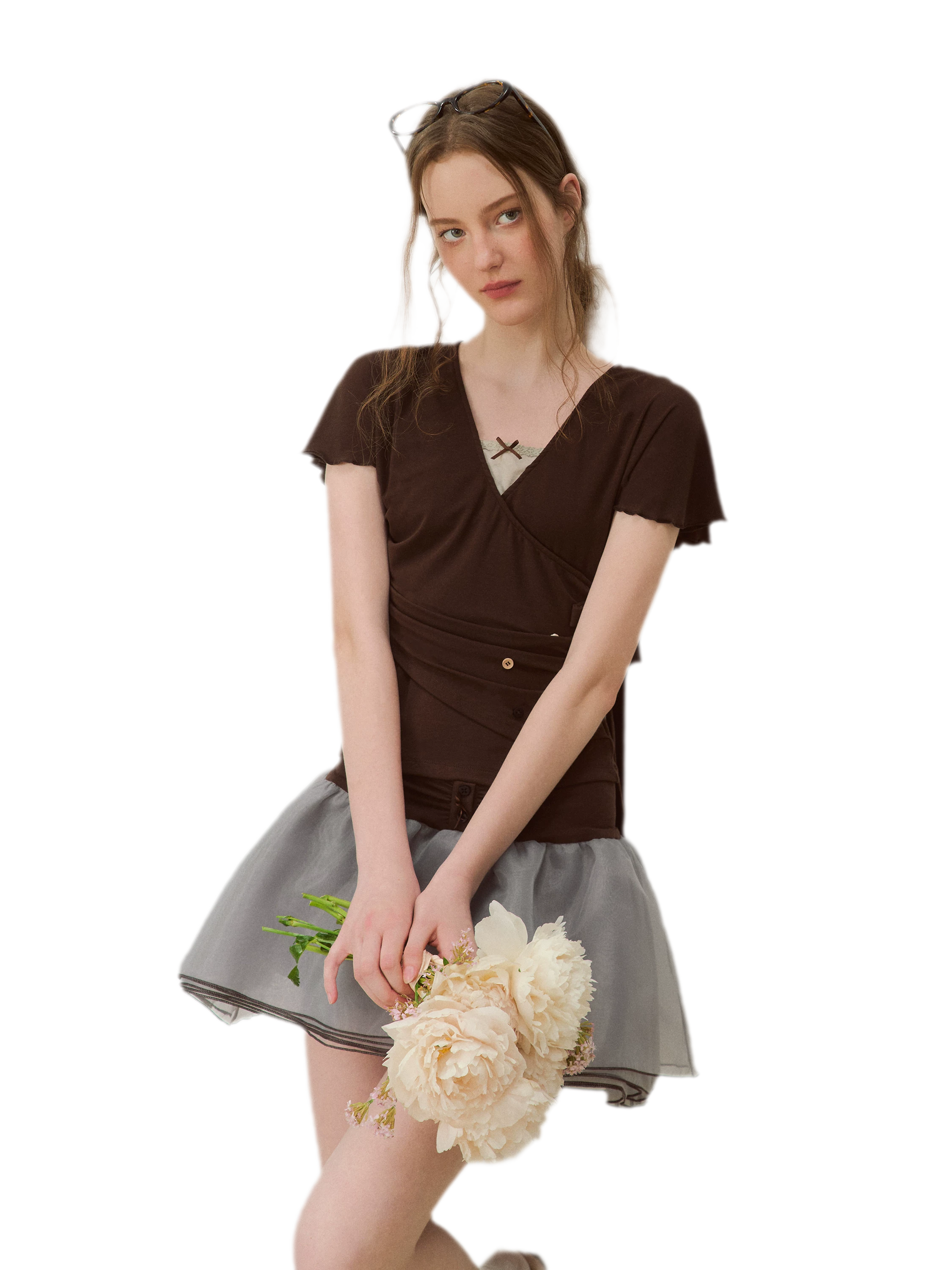 Ruffle Sleeve Two-Piece Tee