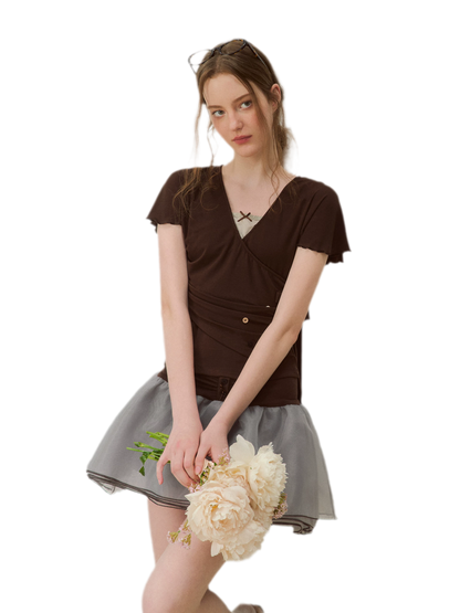 Ruffle Sleeve Two-Piece Tee