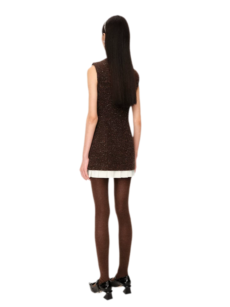 Elegant Pleated Hem Sleeveless Dress
