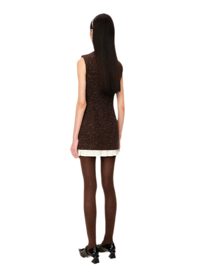 Elegant Pleated Hem Sleeveless Dress