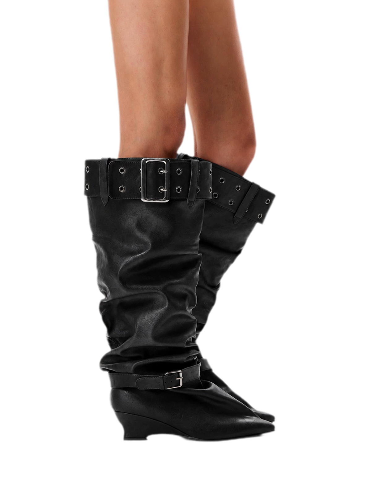 Pointed Slouchy Knee-High Boots