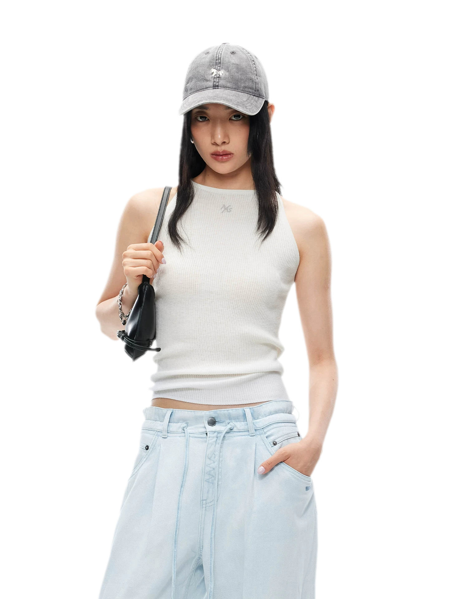 Merino Wool Ribbed Knit Tank Top