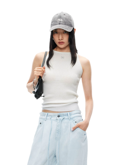 Merino Wool Ribbed Knit Tank Top
