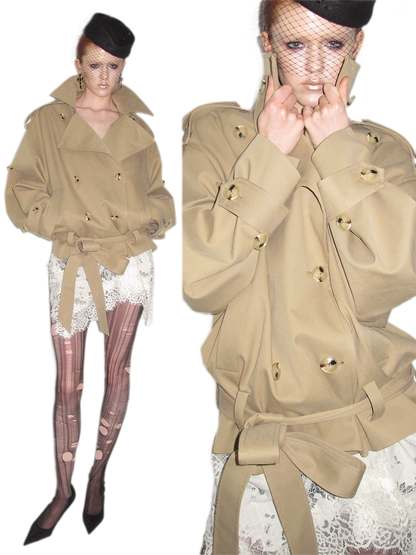 Double-Breasted Belted Trench Coat