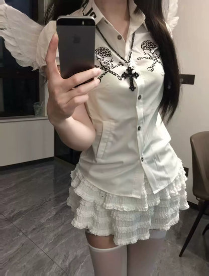 Printed Fitted Short-Sleeve Shirt