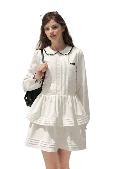 Pleated Peter Pan Collar Dress