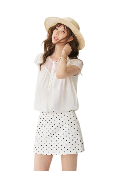 French Puff Short Blouse