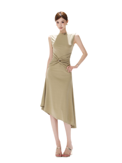 Twist Waist Asymmetric Dress